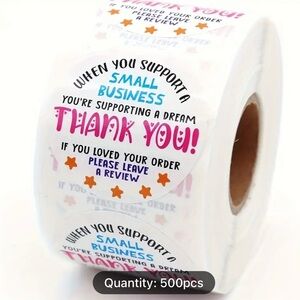 Small Business Thank You Stickers 500 Roll - Multicolor
